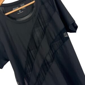 LUCKY IN LOVE x BETHANIE MATTEK-SANDS Women's XL Black Diagonal‎ Mesh Tennis Top